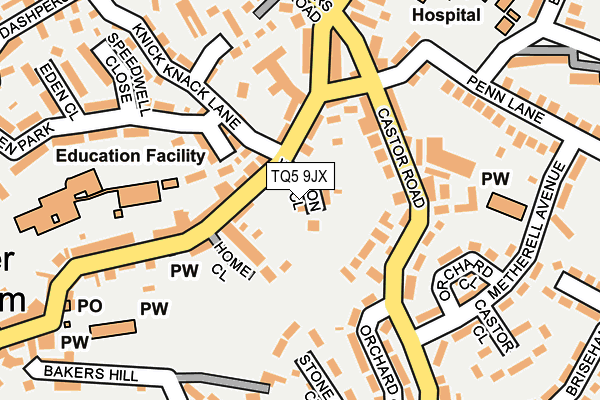 TQ5 9JX map - OS OpenMap – Local (Ordnance Survey)