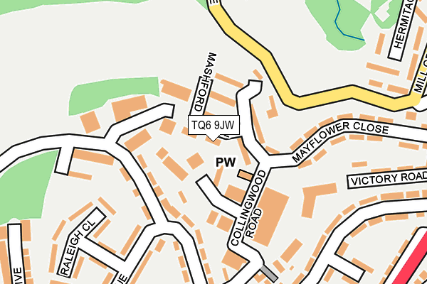 TQ6 9JW map - OS OpenMap – Local (Ordnance Survey)