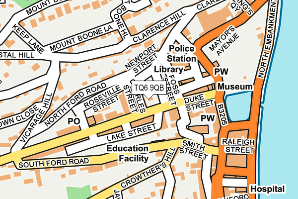 TQ6 9QB map - OS OpenMap – Local (Ordnance Survey)