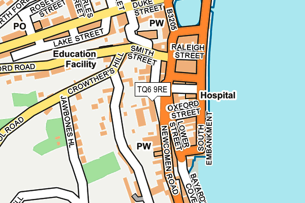 TQ6 9RE map - OS OpenMap – Local (Ordnance Survey)