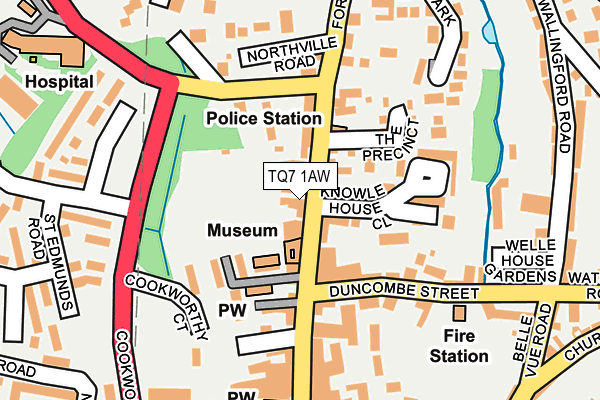 TQ7 1AW map - OS OpenMap – Local (Ordnance Survey)