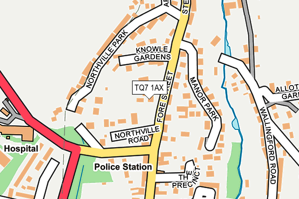 TQ7 1AX map - OS OpenMap – Local (Ordnance Survey)