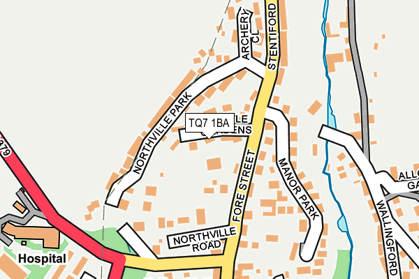 TQ7 1BA map - OS OpenMap – Local (Ordnance Survey)
