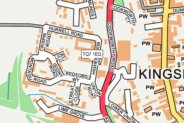 Map of P.J. MOTOR SERVICES (KINGSBRIDGE) LIMITED at local scale