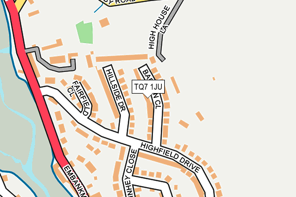 TQ7 1JU map - OS OpenMap – Local (Ordnance Survey)