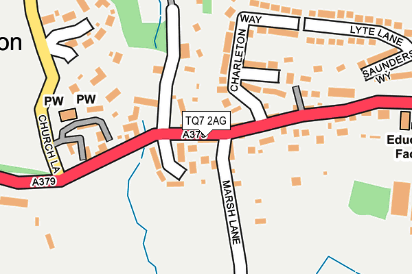 TQ7 2AG map - OS OpenMap – Local (Ordnance Survey)