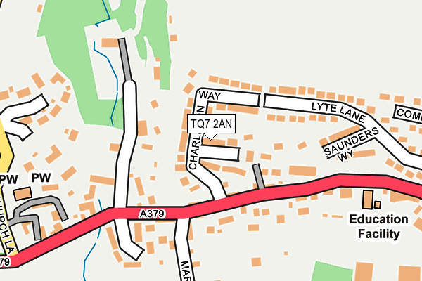 TQ7 2AN map - OS OpenMap – Local (Ordnance Survey)