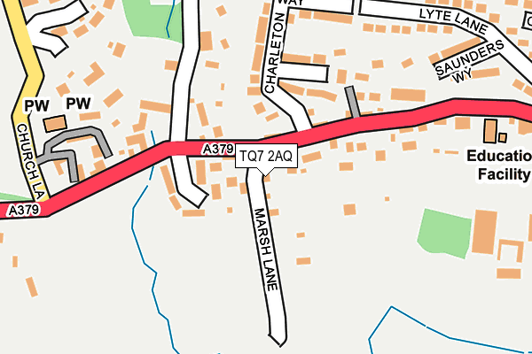 TQ7 2AQ map - OS OpenMap – Local (Ordnance Survey)