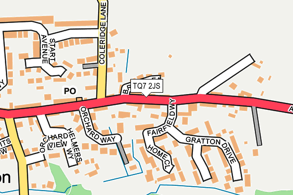 TQ7 2JS map - OS OpenMap – Local (Ordnance Survey)
