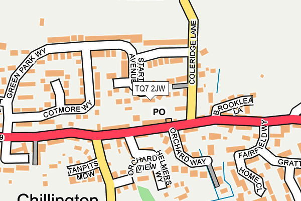 TQ7 2JW map - OS OpenMap – Local (Ordnance Survey)