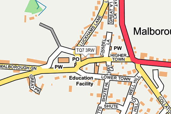 TQ7 3RW map - OS OpenMap – Local (Ordnance Survey)