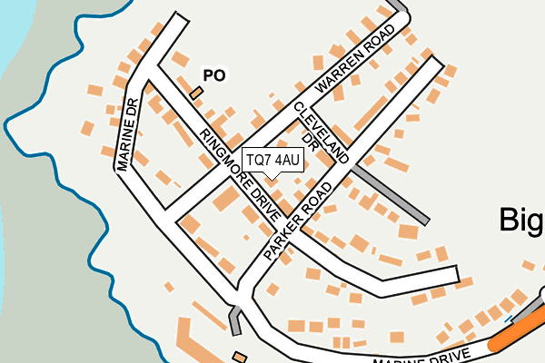 TQ7 4AU map - OS OpenMap – Local (Ordnance Survey)
