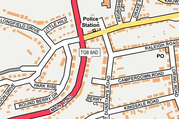 TQ8 8AD map - OS OpenMap – Local (Ordnance Survey)