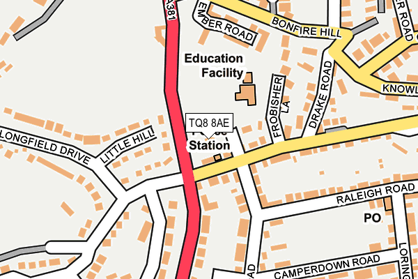 TQ8 8AE map - OS OpenMap – Local (Ordnance Survey)