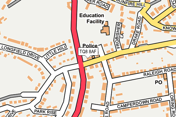 TQ8 8AF map - OS OpenMap – Local (Ordnance Survey)
