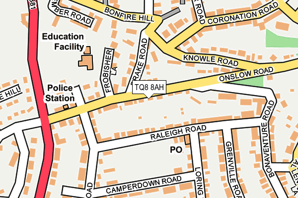 TQ8 8AH map - OS OpenMap – Local (Ordnance Survey)