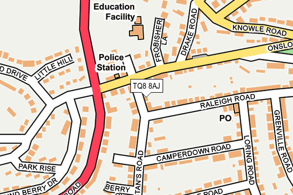 TQ8 8AJ map - OS OpenMap – Local (Ordnance Survey)