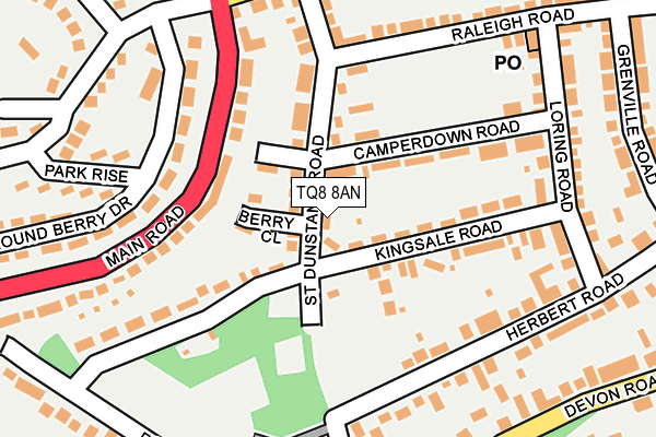 TQ8 8AN map - OS OpenMap – Local (Ordnance Survey)