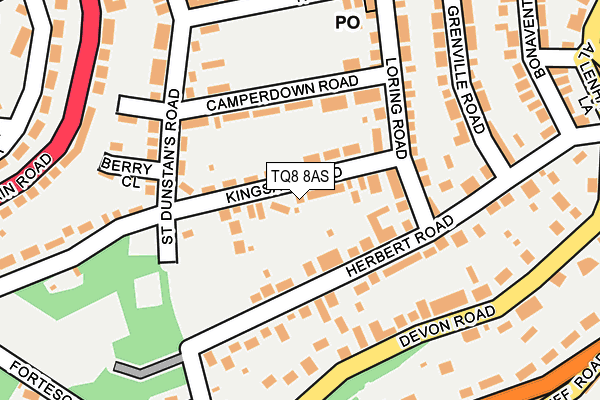 TQ8 8AS map - OS OpenMap – Local (Ordnance Survey)