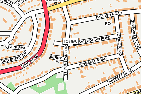 TQ8 8AU map - OS OpenMap – Local (Ordnance Survey)