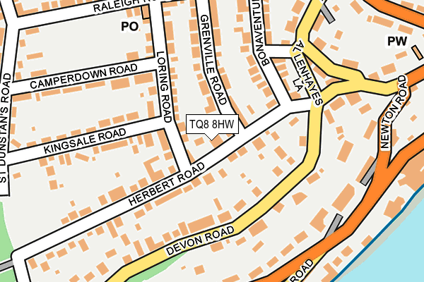 TQ8 8HW map - OS OpenMap – Local (Ordnance Survey)