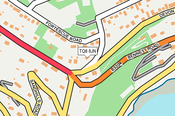 TQ8 8JN map - OS OpenMap – Local (Ordnance Survey)