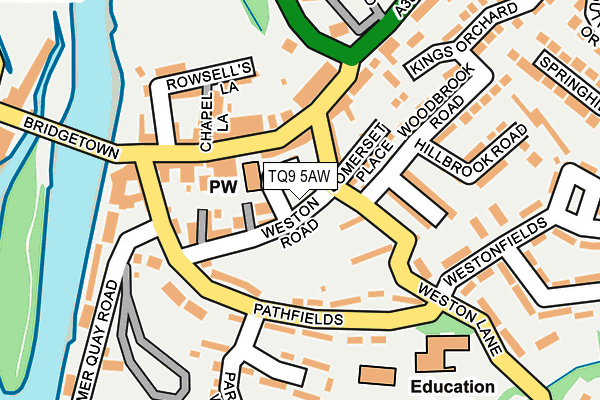 TQ9 5AW map - OS OpenMap – Local (Ordnance Survey)