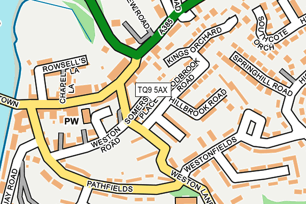 TQ9 5AX map - OS OpenMap – Local (Ordnance Survey)
