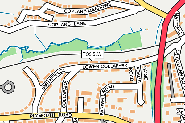 TQ9 5LW map - OS OpenMap – Local (Ordnance Survey)