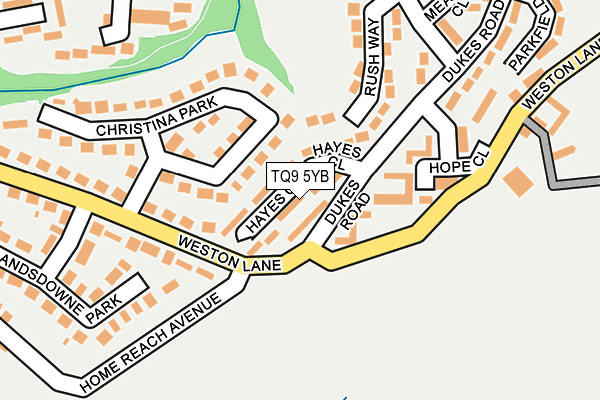 TQ9 5YB map - OS OpenMap – Local (Ordnance Survey)
