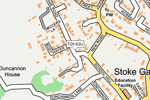 TQ9 6QU map - OS OpenMap – Local (Ordnance Survey)
