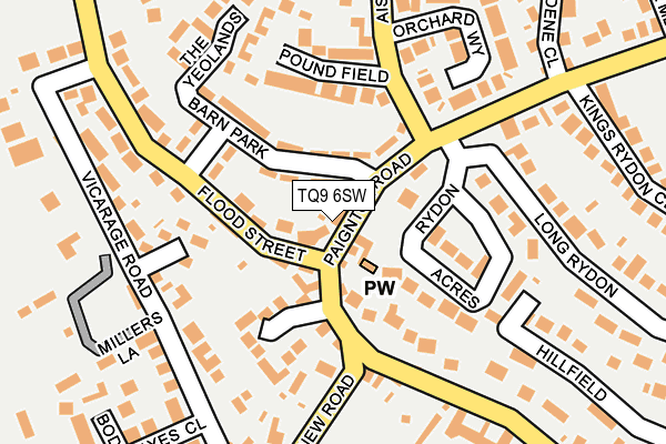 TQ9 6SW map - OS OpenMap – Local (Ordnance Survey)