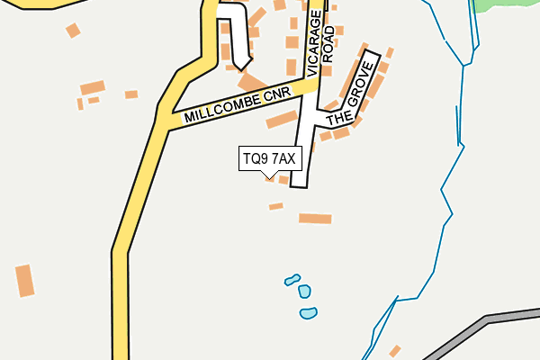 TQ9 7AX map - OS OpenMap – Local (Ordnance Survey)