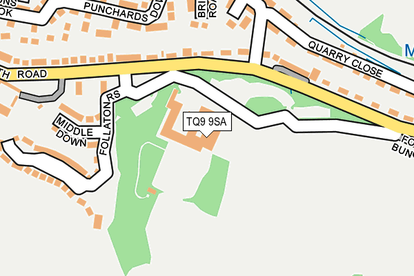 TQ9 9SA map - OS OpenMap – Local (Ordnance Survey)