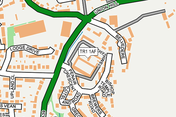 TR1 1AF map - OS OpenMap – Local (Ordnance Survey)