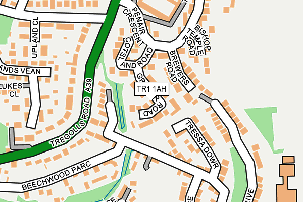 TR1 1AH map - OS OpenMap – Local (Ordnance Survey)