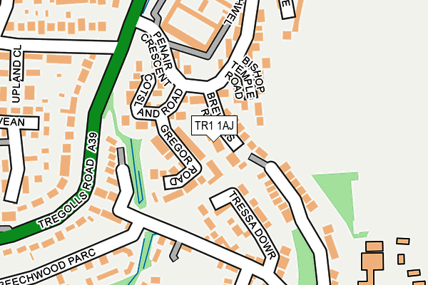 TR1 1AJ map - OS OpenMap – Local (Ordnance Survey)