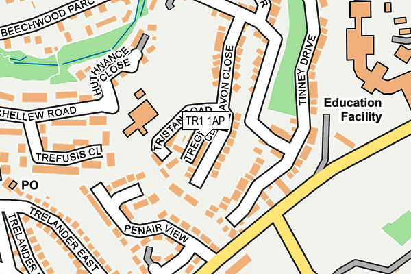 TR1 1AP map - OS OpenMap – Local (Ordnance Survey)