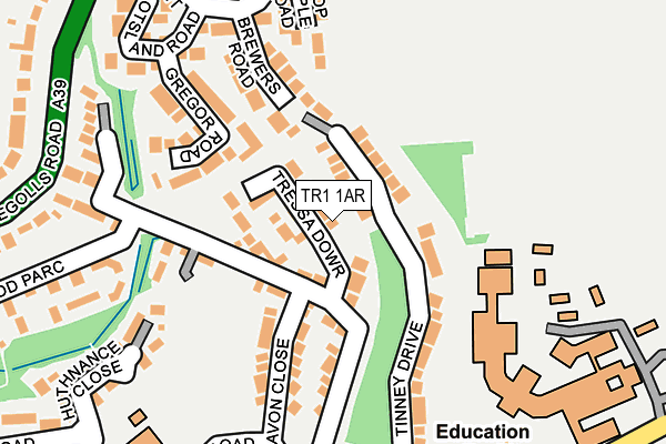 TR1 1AR map - OS OpenMap – Local (Ordnance Survey)