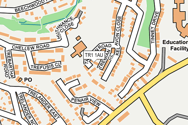 TR1 1AU map - OS OpenMap – Local (Ordnance Survey)