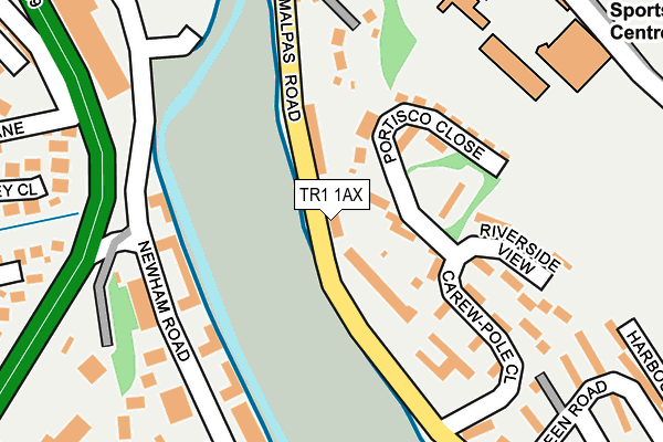 TR1 1AX map - OS OpenMap – Local (Ordnance Survey)