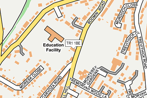 TR1 1BE map - OS OpenMap – Local (Ordnance Survey)