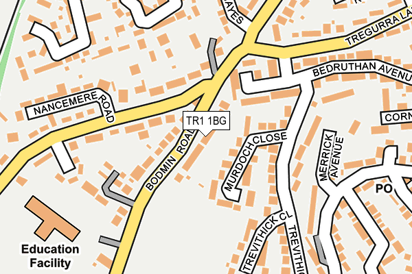 TR1 1BG map - OS OpenMap – Local (Ordnance Survey)