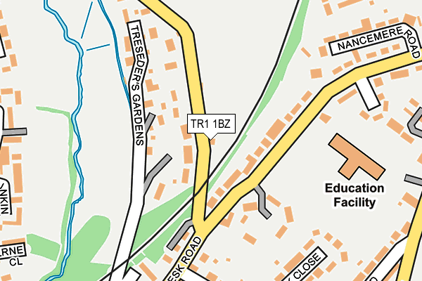 TR1 1BZ map - OS OpenMap – Local (Ordnance Survey)