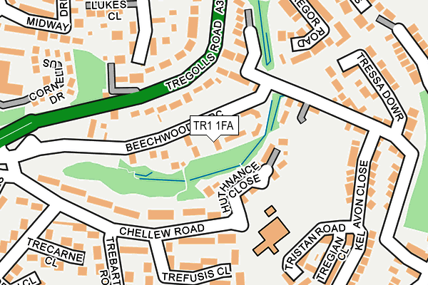 TR1 1FA map - OS OpenMap – Local (Ordnance Survey)