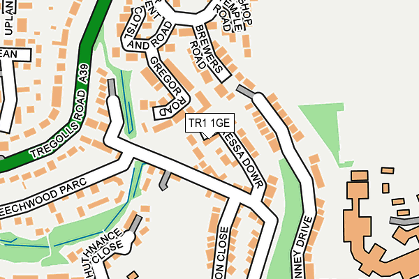 TR1 1GE map - OS OpenMap – Local (Ordnance Survey)