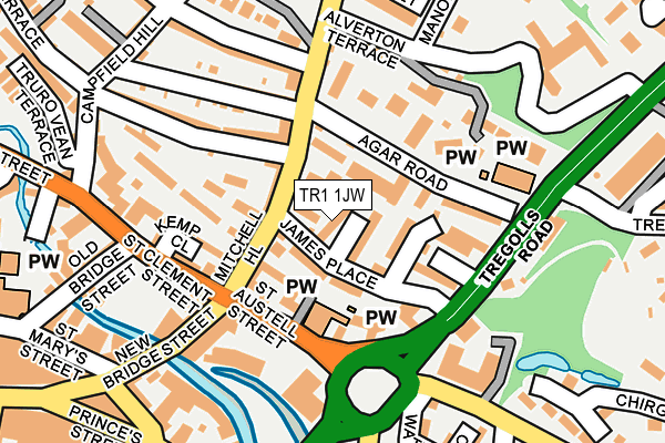 TR1 1JW map - OS OpenMap – Local (Ordnance Survey)