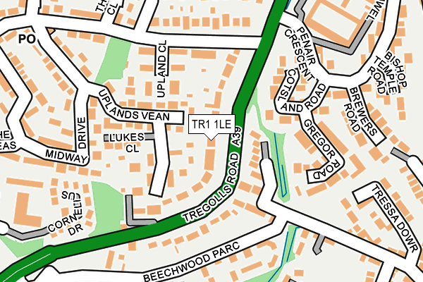 TR1 1LE map - OS OpenMap – Local (Ordnance Survey)