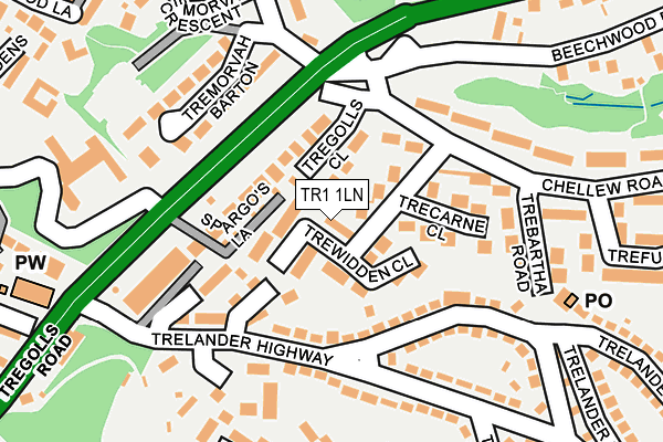 TR1 1LN map - OS OpenMap – Local (Ordnance Survey)