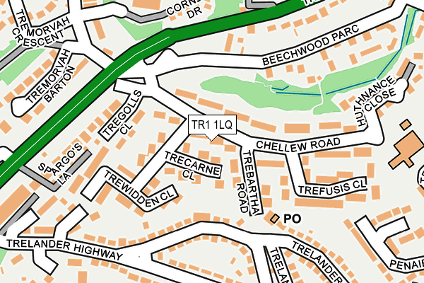 TR1 1LQ map - OS OpenMap – Local (Ordnance Survey)